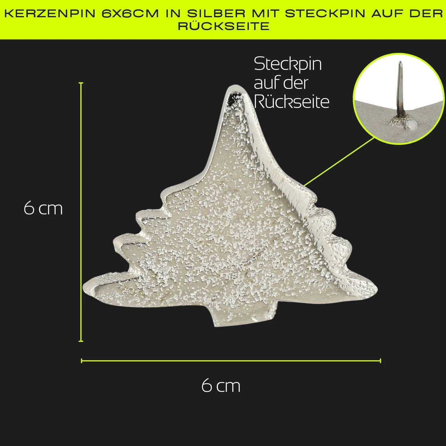 Kerzenpin „Caloge B“ – 6 cm, Silber, Handgefertigt